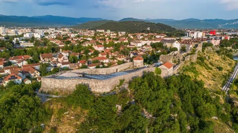 Aerial view of Fort Bedem in Nikšić, Montenegro - Ottoman fortification in the Balkans